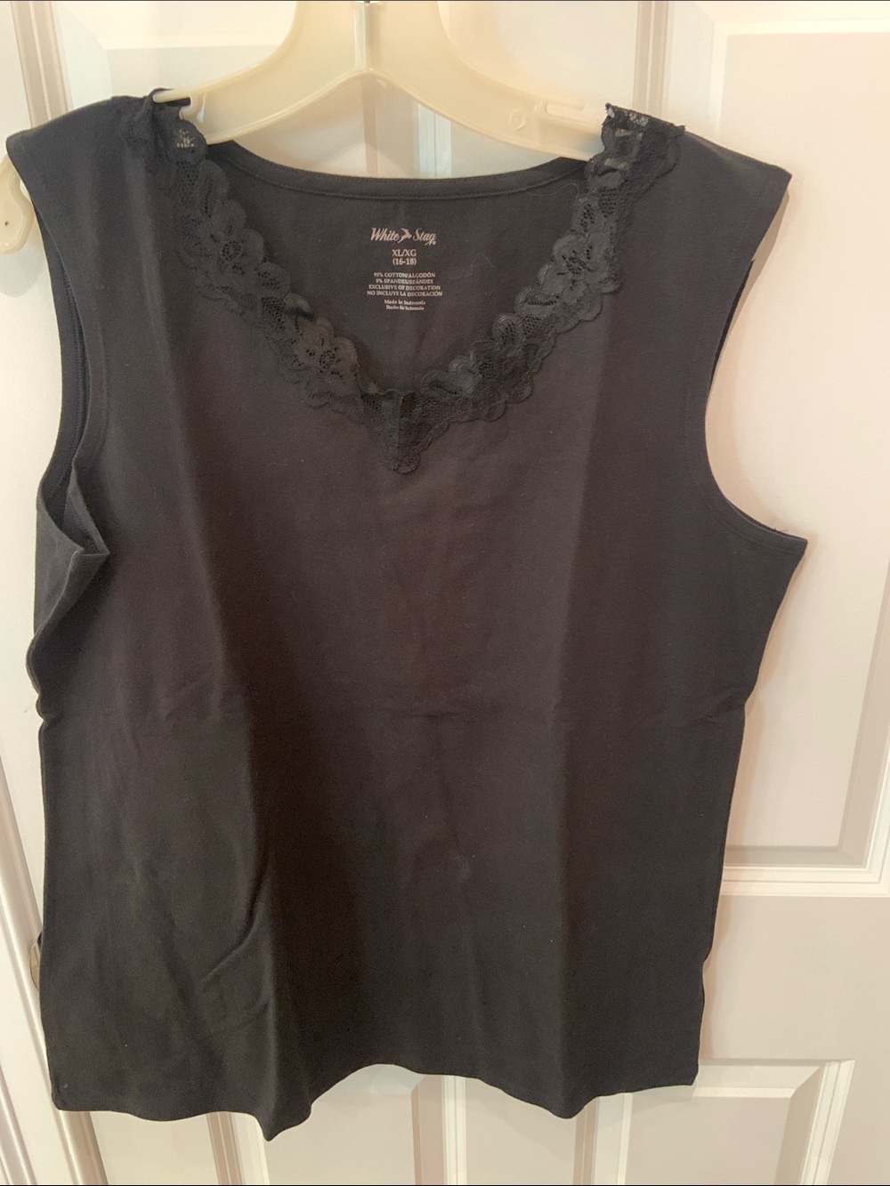 White Stag Black Lace-Trim Sleeveless Camisole